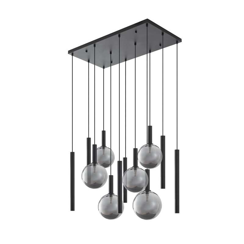 Lucande Hängeleuchte Pendelleuchte Lumavia Glas schwarz klar 12-flg G9 - 4255830904134