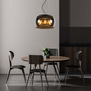 B-Ware Lucide Hängeleuchte Pendelleuchte Olivia Glas rauchgrau schwarz E27 LED Ø 40 cm