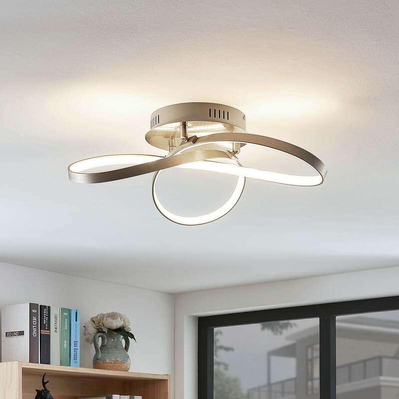 Lindby Deckenlampe Saliha LED Lampe dimmbar nickel matt 52,5cm warmweiß 3000K - 4251096537055