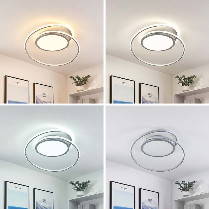 Lucande Deckenlampe Deckenleuchte Noud LED Lampe dimmbar silber Ø40cm - 4251096597660