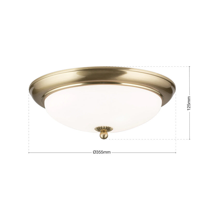 ORION Deckenleuchte Lampe Empire Deckenlampe messing Glas weiß matt Ø 35,5 cm - 10040879