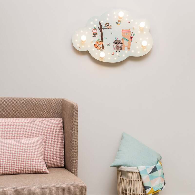 Elobra Deckenleuchte Little Indians Bildwolke Mint Holz E14 LED SIEHE TEXT - 4019698135747