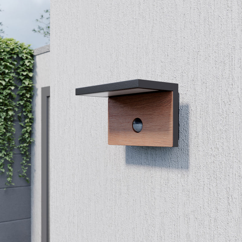 Lucande Außenwandleuchte Lignus LED Gartenlampe mit Bewegungsmelder dunkelgrau - 4251096581553