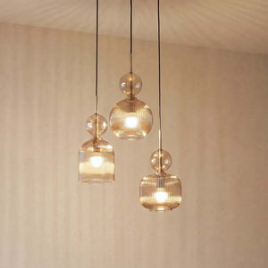 B-Ware TK Lighting Hängelampe Sophia 3-flammig LED Pendelleuchte dimmbar cognac Ø41cm