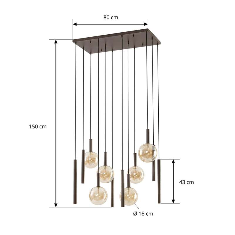 Lucande Hängeleuchte Lumavia 12-flg LED Pendelleuchte dimmbar braun amber - 4255830916939
