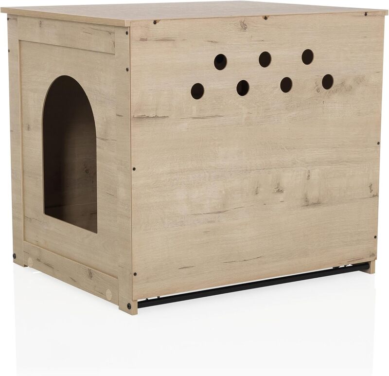 hjh LVING Katzenhaus Katzenbox Katzenklo PAWBOX 1 Eiche Schublade Kratzbrett - 4064323107491