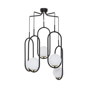 B-Ware Jupiter Samba Hängeleuchte Pendelleuchte Deckenlampe Opalglas schwarz 5-flammig