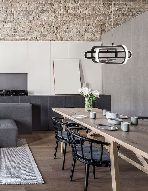 Nova Luce Pendelleuchte Hängeleuchte ARTE LED Lampe Matt Schwarz Warmweiß 64 cm - 5212017426000