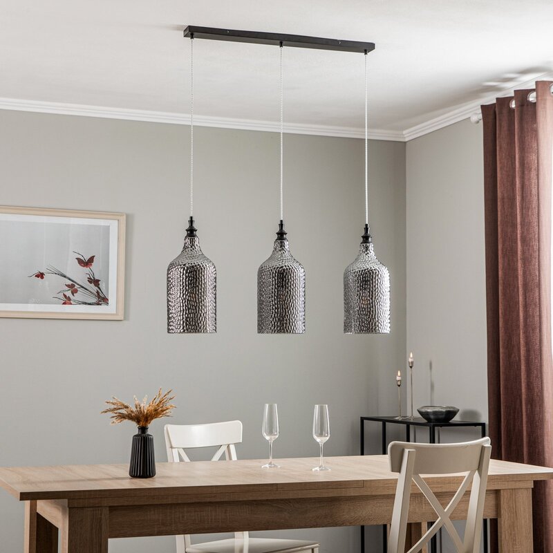 Lindby Hängeleuchte Pendellampe Drakar 3-flg grau Glas Ø 19,5 cm - 4251911778212