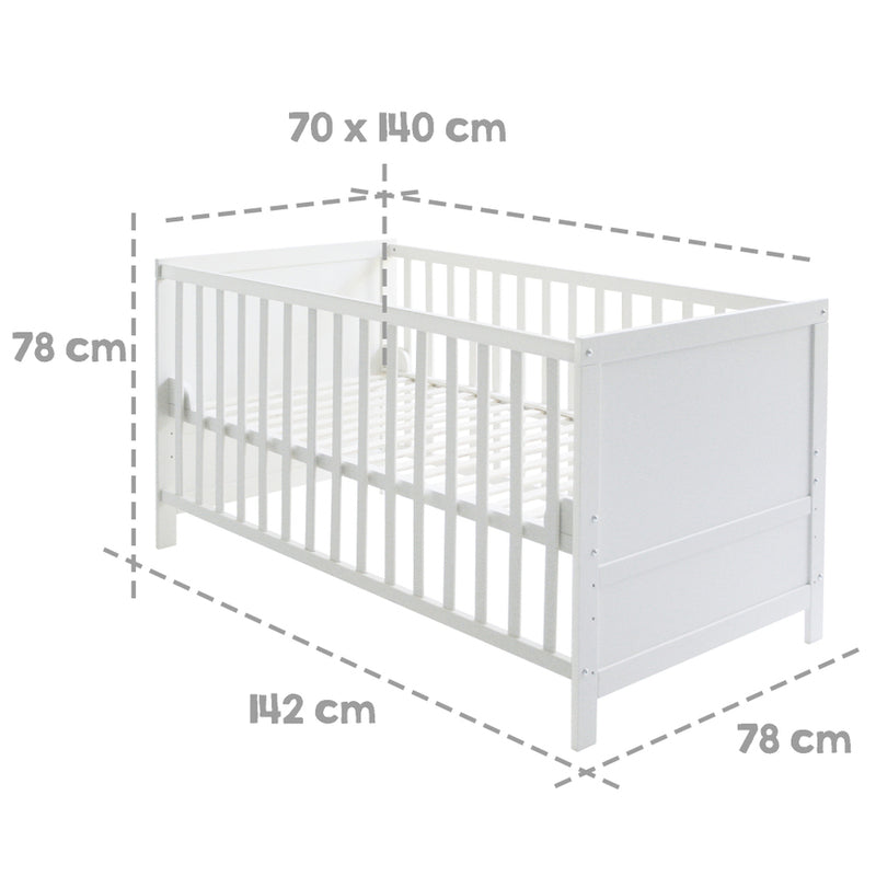 roba Komplettbettset Kinderbett Babybett Sterne weiß grau Matratze Kissen Him705 - 2000588651807