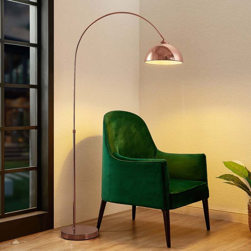 Lindby Stehleuchte Bogenlampe Lennart LED Lampe höhenverstellbar kupfer 183cm - 4251096594423