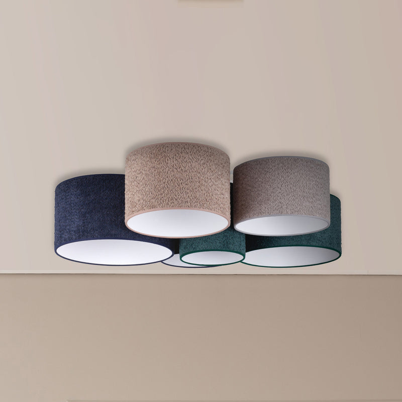 Euluna Deckenleuchte Boucle 6fl blau/grün/cappuccino/grau - 5905317600668