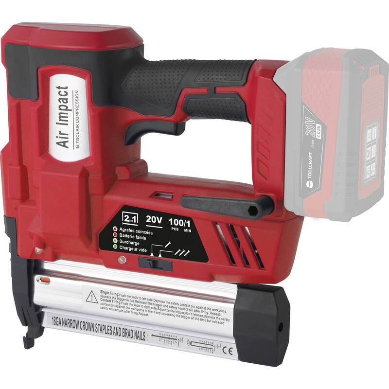 TOOLCRAFT Akku-Nagler Kabellose Nagelpistole inkl Akku-Lampe ohne Akku Ladegerät - 4064161194745