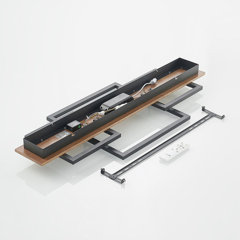 Lucande Deckenleuchte Chariska LED dimmbar Holz schwarz 95cm CCT Leuchte 4050lm - 4251911747485