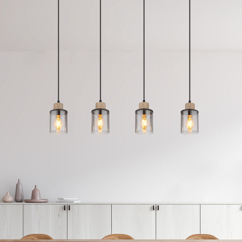 Globo Pendelleuchte Hängeleuchte Reid LED 4-flammig dimmbar schwarz rauch 78cm - 9007371445264