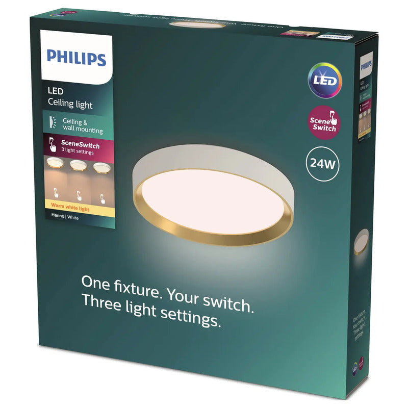 Philips Deckenleuchte Hanno LED Lampe dimmbar warmweiß 24W Metall gold 38,4 cm - 8720169301375