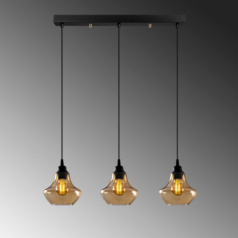 Hängeleuchte Gold 052 3-flammig gold-transparent Glas 65 cm dimmbar - 8682870091313