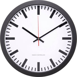 B-Ware cemon MXP301201 Funk Wanduhr Uhr Funkuhr Analoguhr 300 x 45 mm Schwarz 6 STÜCK