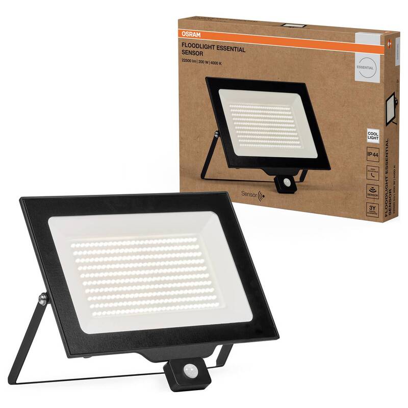 OSRAM Außenstrahler Flutlichtstrahler Essential Sensor 200W LED Kaltweiß IP44 - 4099854430015