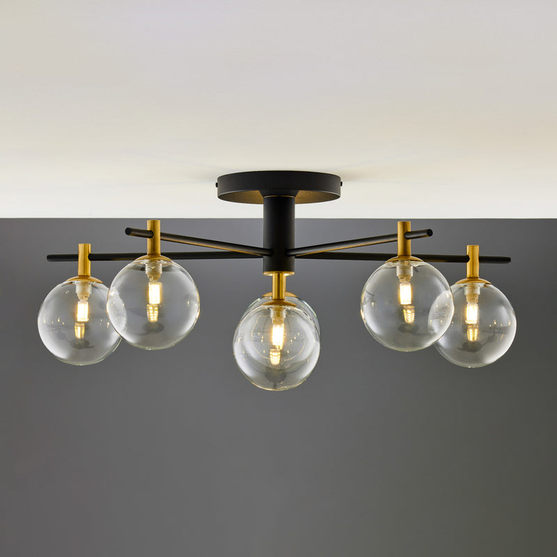Jupiter Deckenleuchte Figaro LED Lampe 6-flg dimmbar schwarz gold 76x76cm - 5905962020361