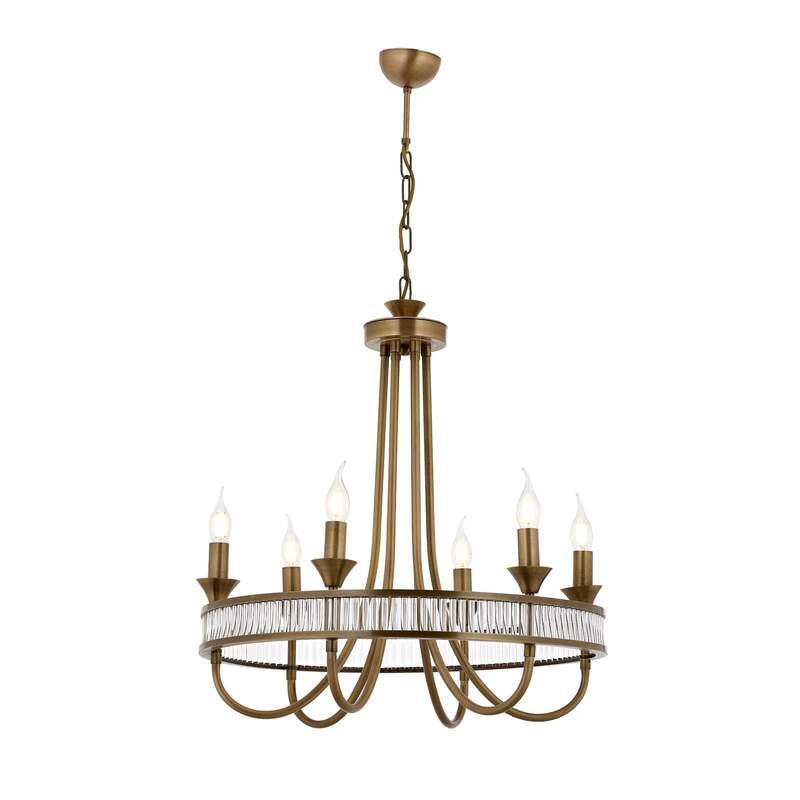 Kronleuchter Deckenleuchte AV1890 sechsflammig altmessing Eisen Wohnzimmer - 8698957177351