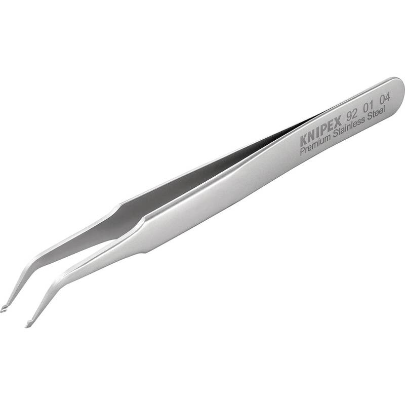 Knipex Präzisionspinzette Edelstahl gewinkelt 115mm fein extra dünn SMD 1 Stück - 4003773085591
