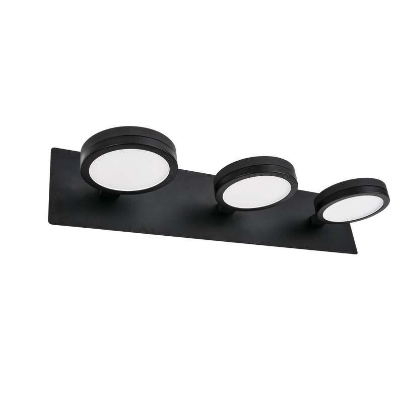 LIGHTME Wandleuchte Aqua 3-flammig LED Lampe schwarz dimmbar IP44 50cm - 4020856856756
