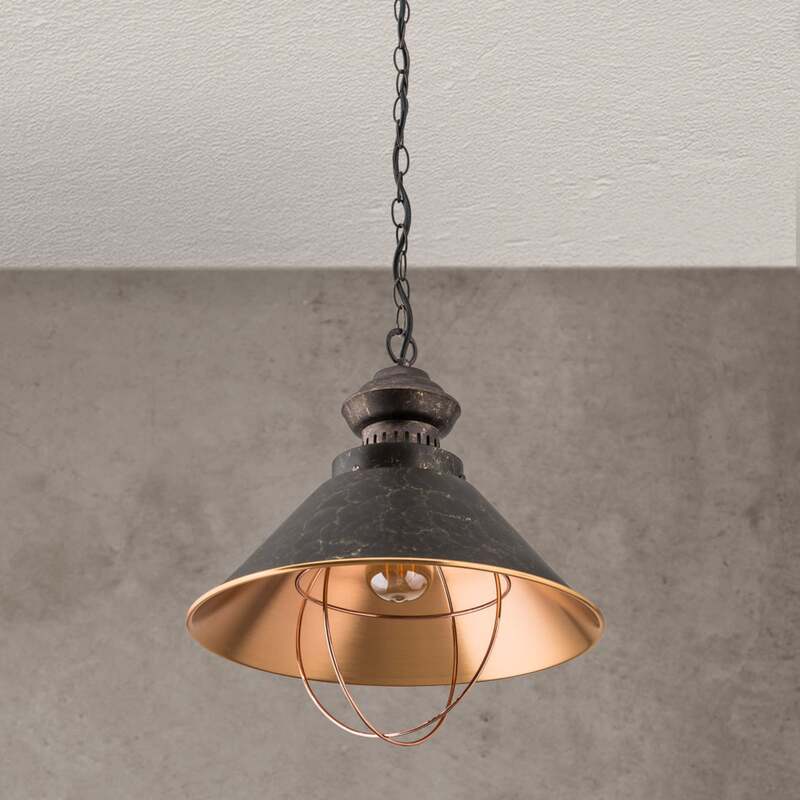 Orion Pendellampe Shanta Hängelampe dimmbar schwarz-kupfer 30cm Höhe 34cm Ø - 9003090245703