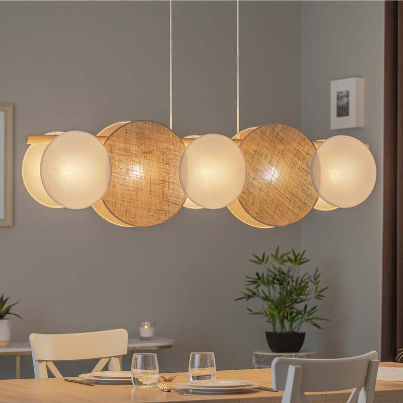 TK Lighting Hängelampe Pendelleuchte Pulse Juteschirme naturbraun weiß 5-flg - 5901780548155