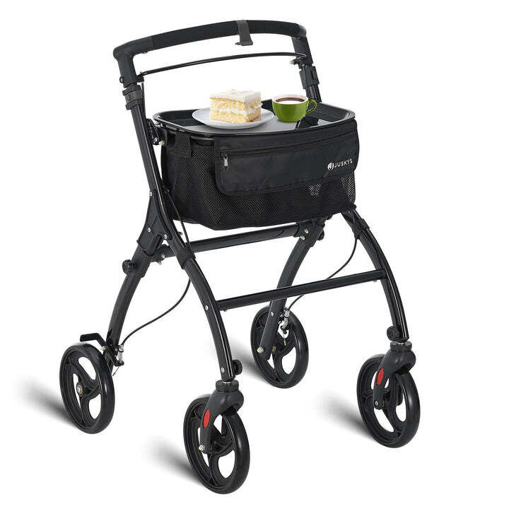 Rollator Aktiv klappbar für schmale Wohnräume Aluminium schwarz 110kg max. - 4262437182926