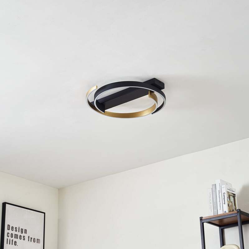 Lucande Deckenleuchte Natsuma LED Lampe Leuchte schwarz gold Ø50cm 36W - 4251911792225