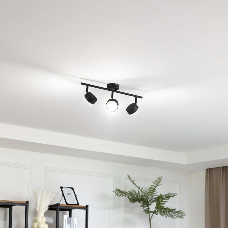 Lindby Deckenleuchte Jyla 3-flammig LED dimmbar schwarz matt elegante Lampe - 4251911770384