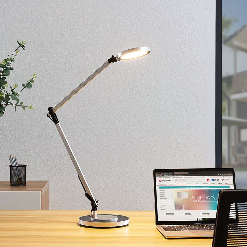 Lindby Tischlampe LED dimmbar Rilana verstellbar silber 12x46,5cm Leuchte Licht - 4251096559484