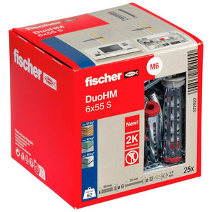 B-Ware Fischer Hohlraumdübel DuoHM 6x55mm Kunststoffdübel 25 Stück für Gipsbauplatten