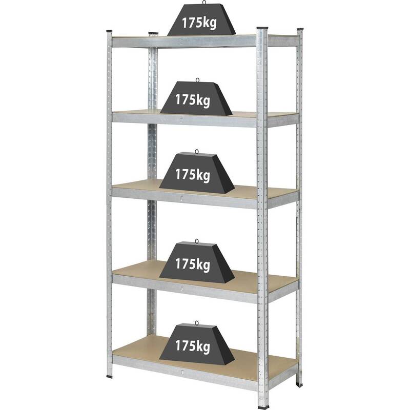 Toolcraft Schwerlastregal 175kg Lagerregal Metall verzinkt 5 Böden 90x180cm Last - 4064161231112