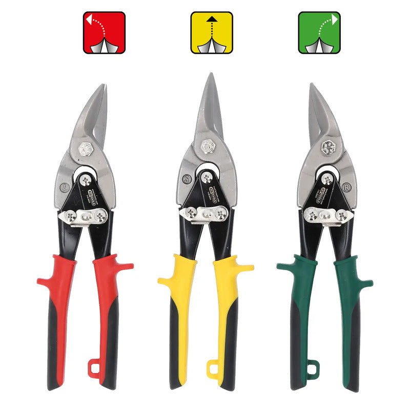 KS Tools Hebel-Blechdurchgangsschere 3-teilig selbstöffnender Griff gezahnte - 4042146077917
