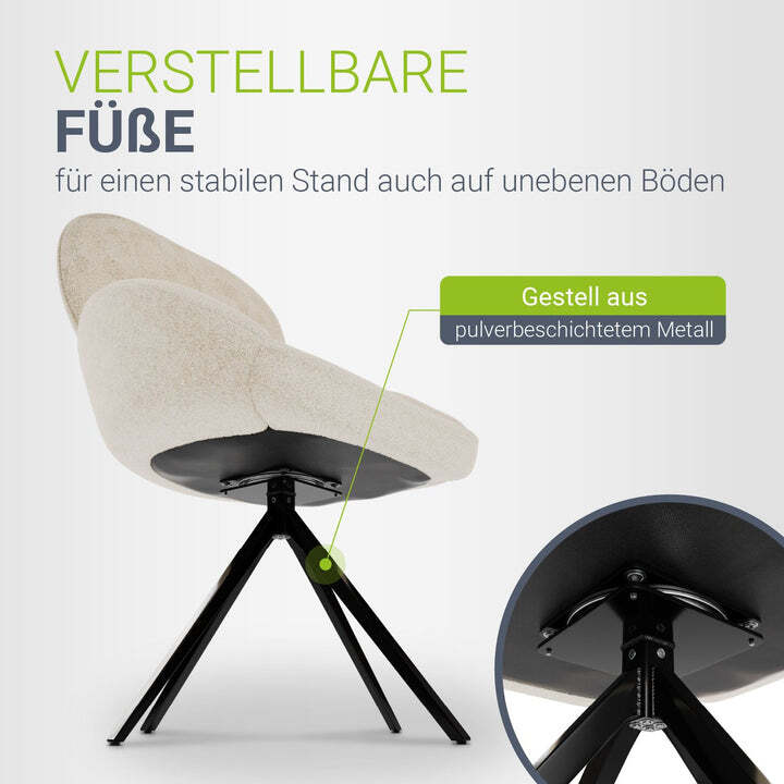 Drehstuhl Albano Esszimmerstuhl Bouclé Stoff Creme Drehfunktion 90cm hoch 59cm - 4262437184722