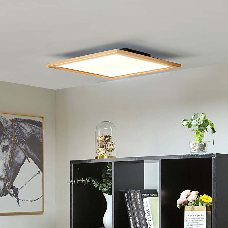 Lucande Deckenleuchte Joren LED Lampe Holz CCT Fernbedienung Ø52cm dimmbar - 4251911765953