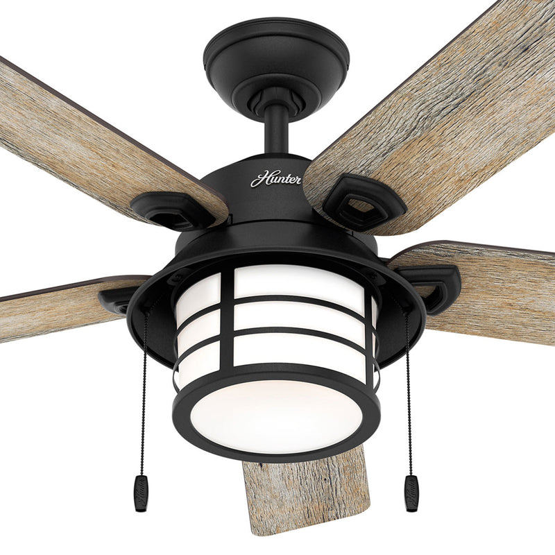 Hunter Deckenventilator Santorini Ventilator mit Licht Holz schwarz bis 30m² - 0049694506481