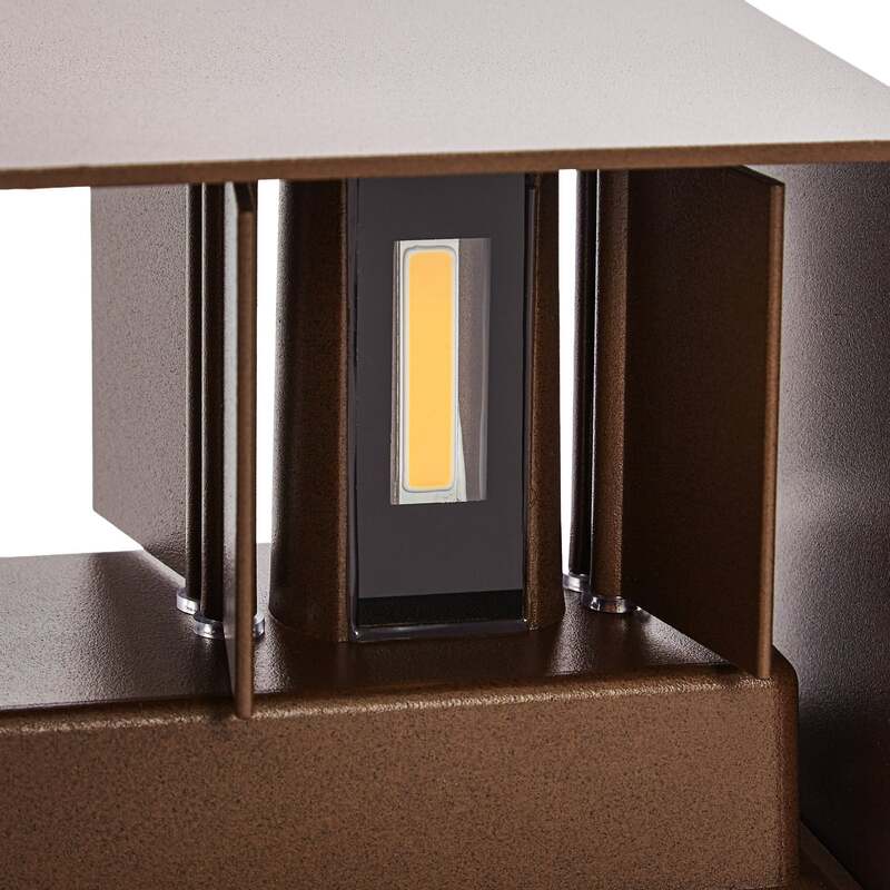 Lindby Außenwandleuchte Nivar LED Gartenleuchte Wandleuchte rostbraun 20cm IP54 - 4255830909856