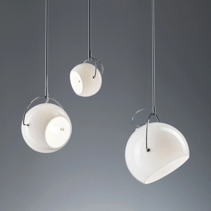 Fabbian Beluga White Glas-Hängeleuchte Pendelleuchte Deckenlampe Leuchte Ø 20 cm - 3503953
