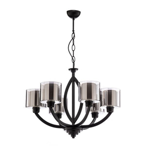 B-Ware Avonni AV-7002-1876-6BSY Kronleuchter Hängeleuchte schwarz 6-flammig E27 LED