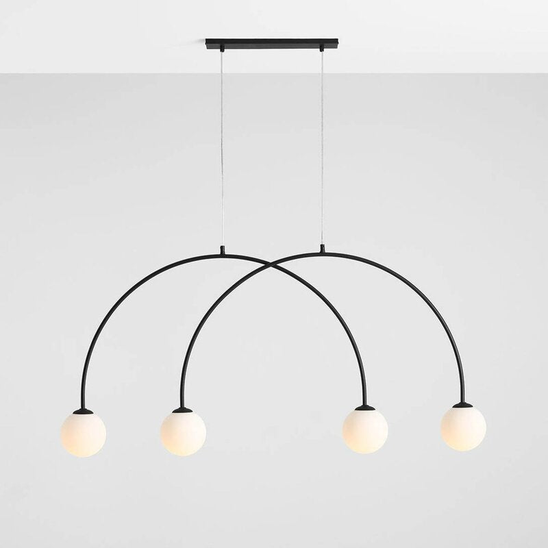 Alison Hängelampe Pendelleuchte Bogenlampe schwarz/weiß 4fl 129cm - 5904798655396