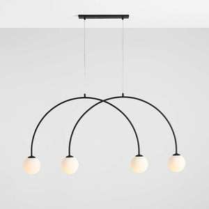 B-Ware Alison Hängelampe Pendelleuchte Bogenlampe schwarz/weiß 4fl 129cm