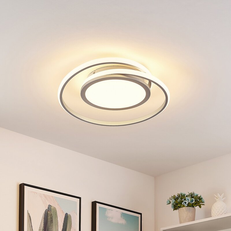 Lucande Deckenleuchte Deckenlampe LED Noud silber Aluminium dimmbar 49 cm - 4251096597653