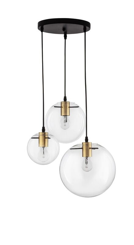 Nova Luce Pendelleuchte Hängeleuchte MIRALE E27 LED Schwarz Glas Metall 3-flg - 5212017420817