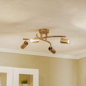 B-Ware Lucea Deckenstrahler Spotte Deckenlampe Lampe gold 4-flammig Leuchte GU10