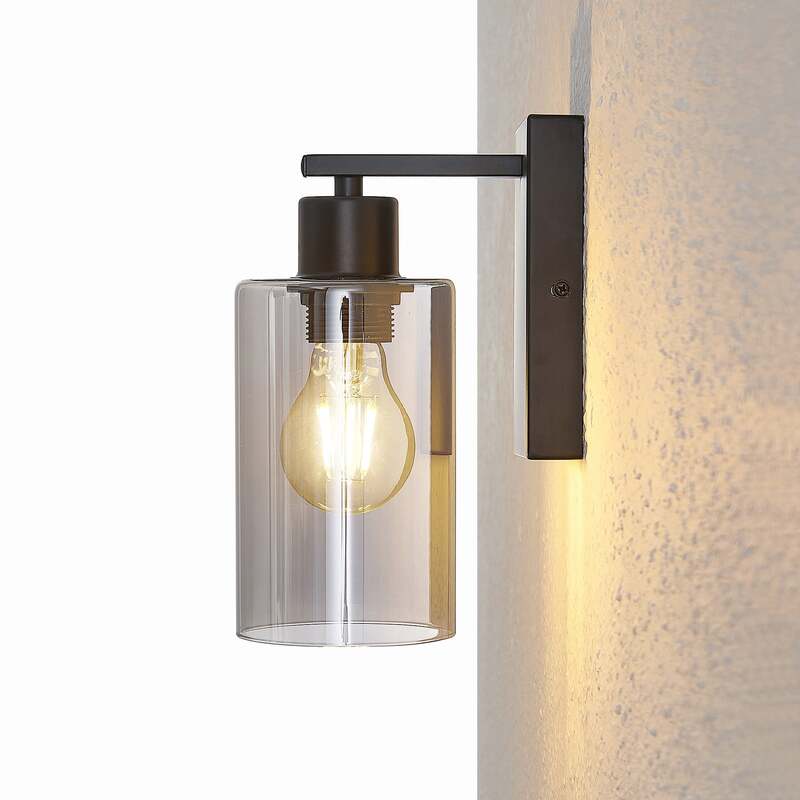 Lindby Wandleuchte Emavi LED Wandlampe dimmbar schwarz rauchgrau 23cm Höhe - 4251911711578
