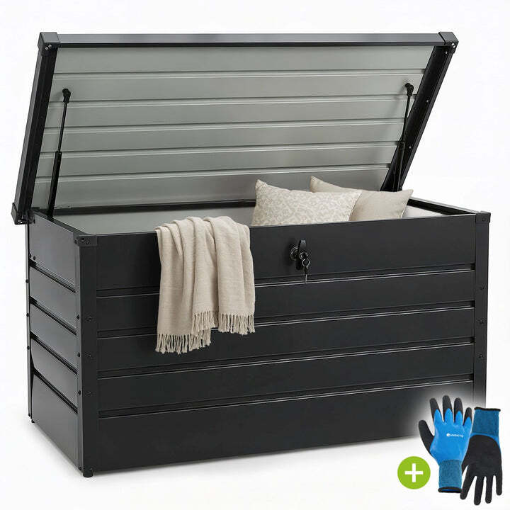 Metall Auflagenbox Limani wasserdichte Gartenbox 380 L rostfrei anthrazit - 4260565529101