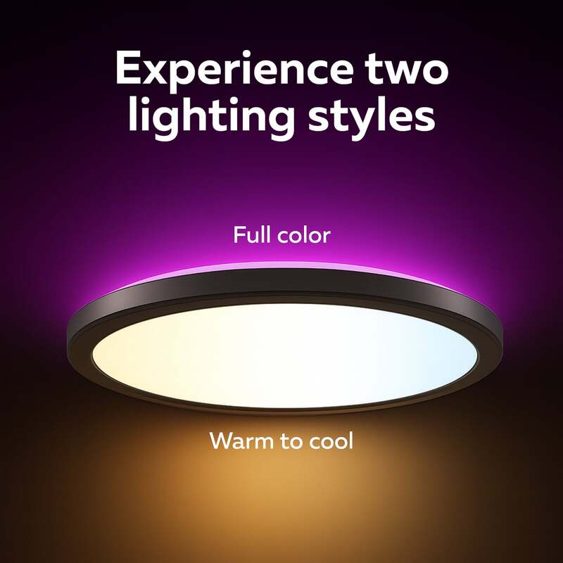 Calex Deckenlampe HALO LED dimmbar RGB CCT IP54 schwarz Ø40cm Leuchte Lampe - 8712879165736